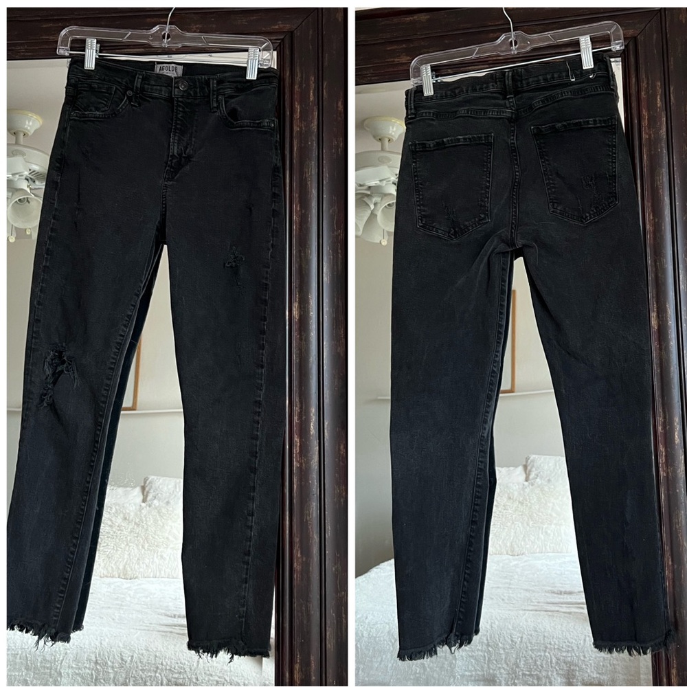 Agolde Black Sophie High Rise Crop Jeans